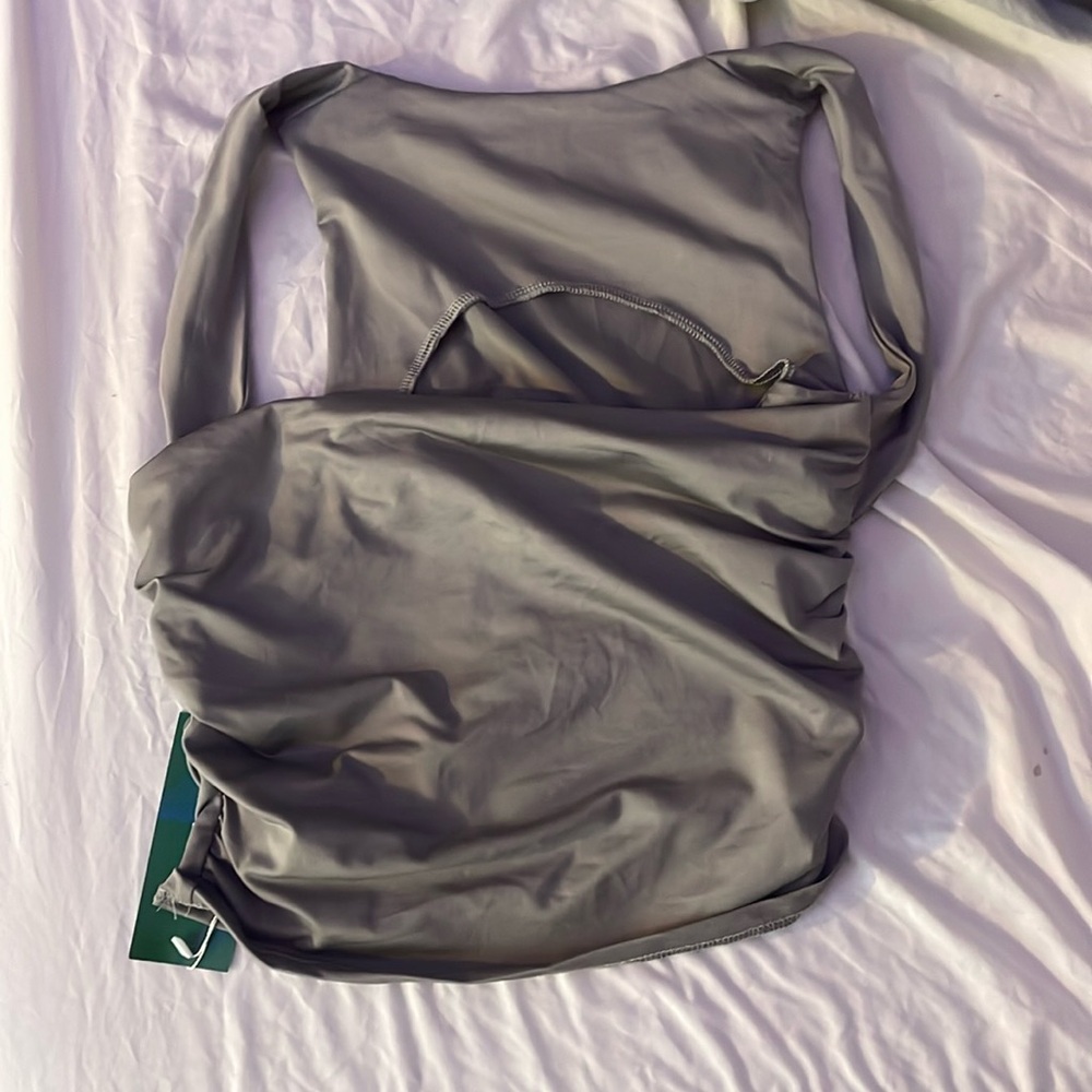gray tank top silk material